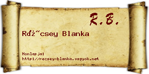 Récsey Blanka névjegykártya